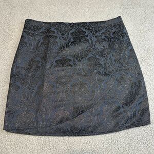 Urban Behavior Women's Jacquard Mini‎ Skirt Medium Blue Black Patterned Textured